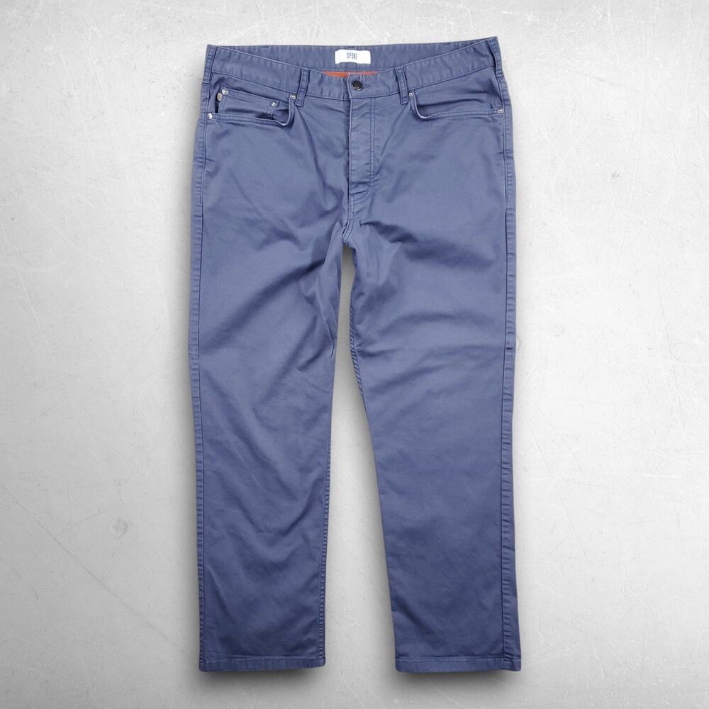 Spoke Fives Build C Chino Pants Men 36 Blue Stretch Button Fly Preppy